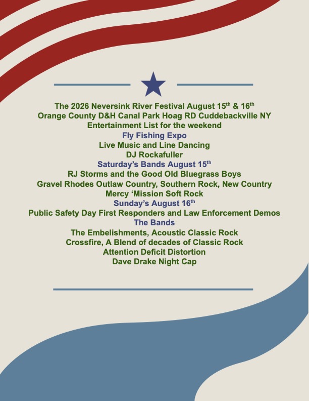 The 2026 Neversink River Festival August 15th ENT